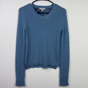 Burberry Brit Sweater Women XS Blue Cashmere Crew Neck Luxury Minimalist Classic